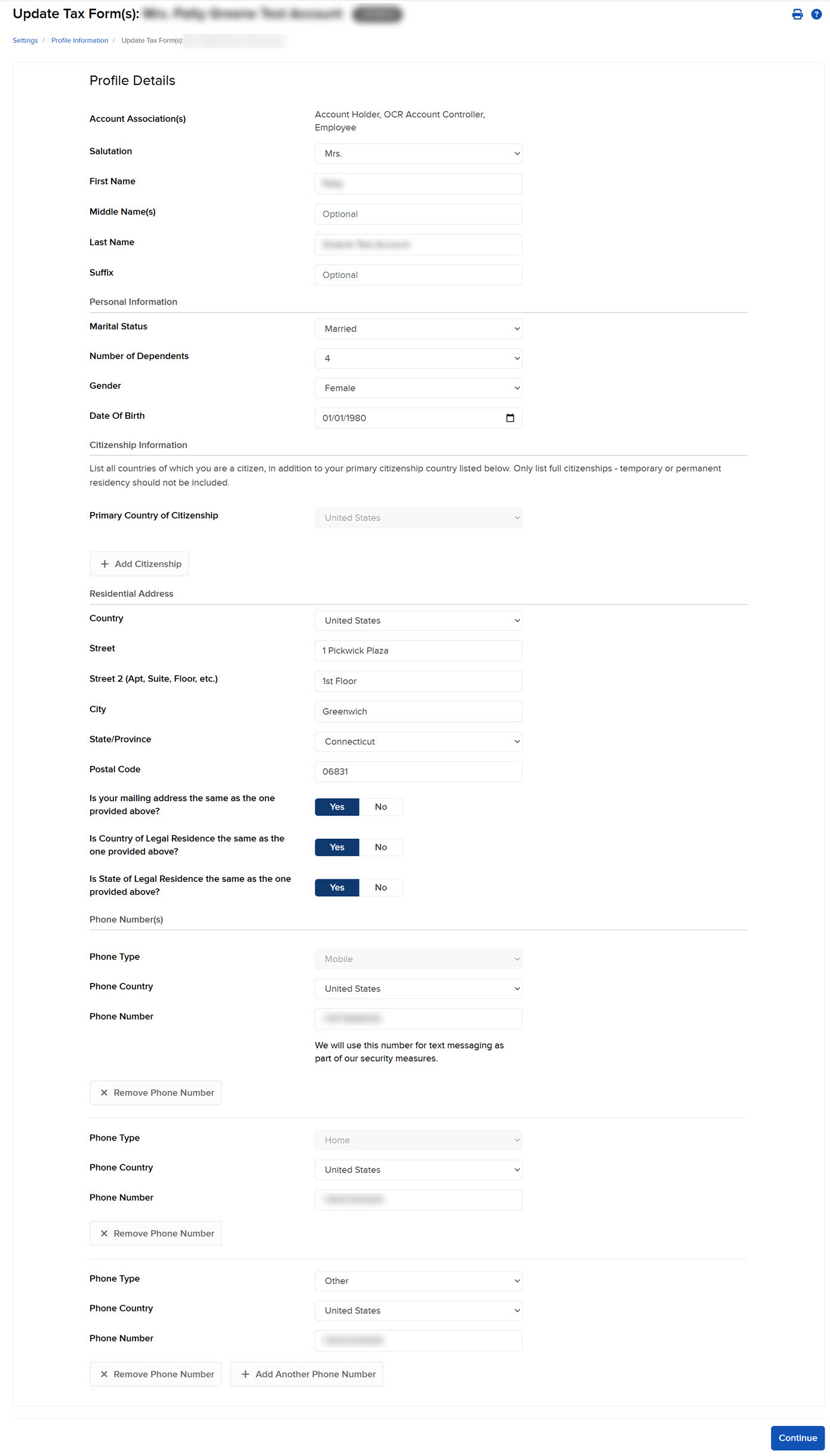 Image of the review entity details panel in org. portal. 